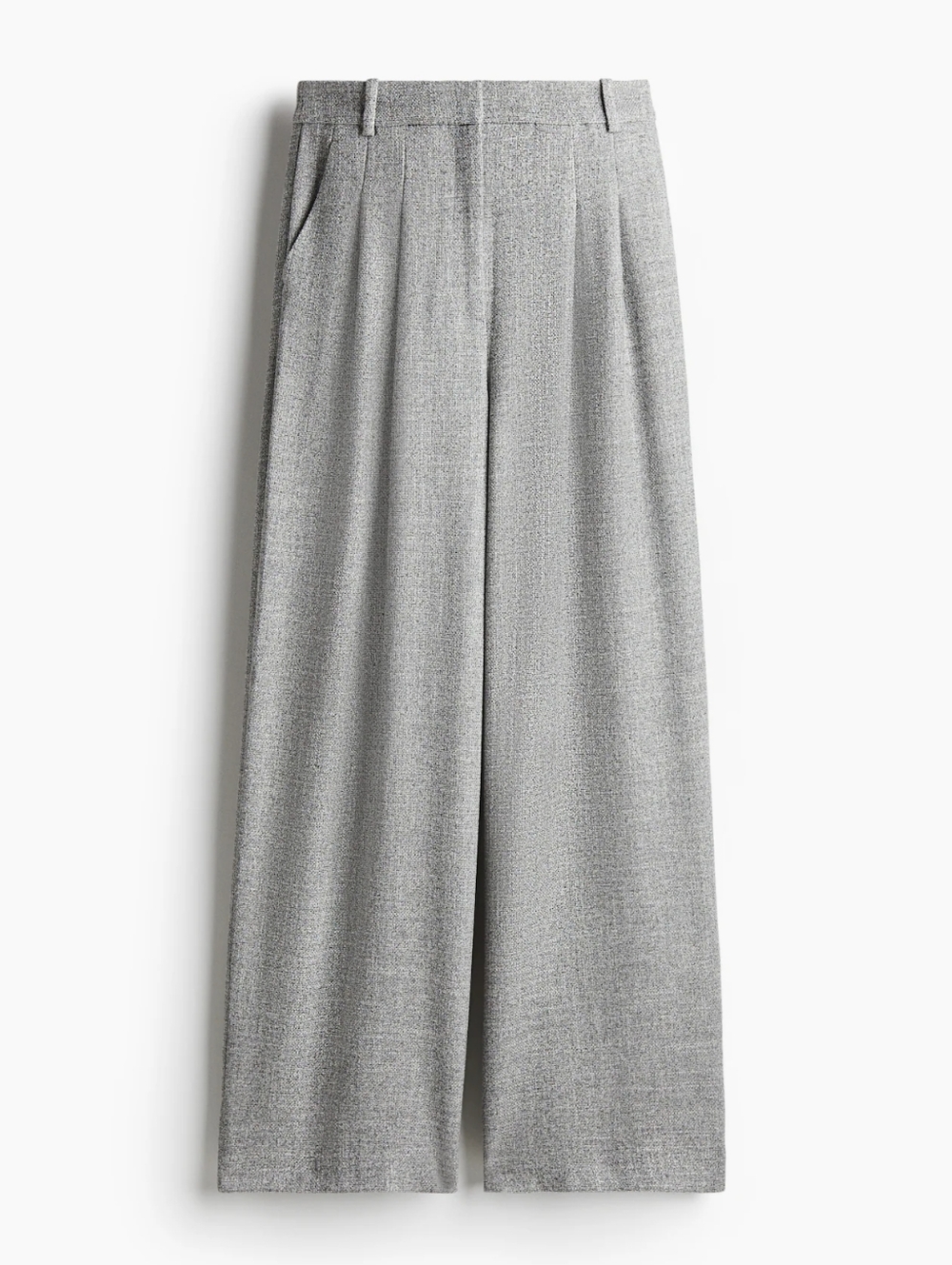 High-Waisted NWT Wide-Leg Gray Trousers In Gray melange Size 2 - Picture 2 of 11